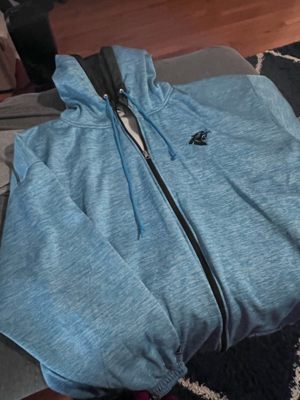 Light Blue Zip-Up Hoodie with Panthers Logo